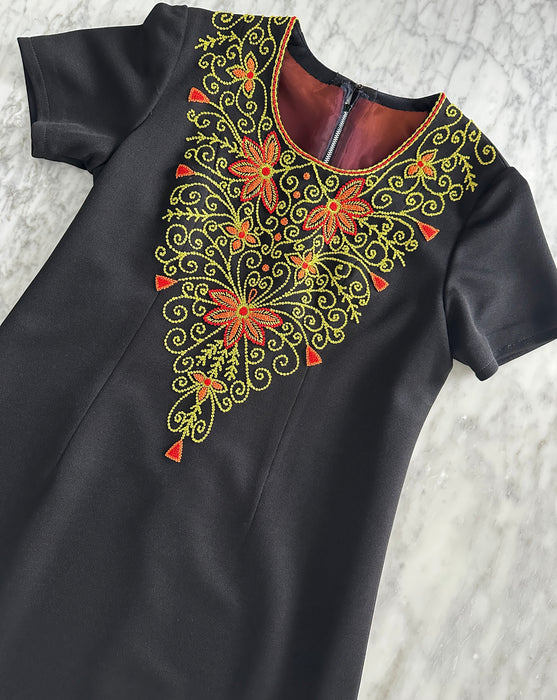 1960s Embroidered Sheath Dress