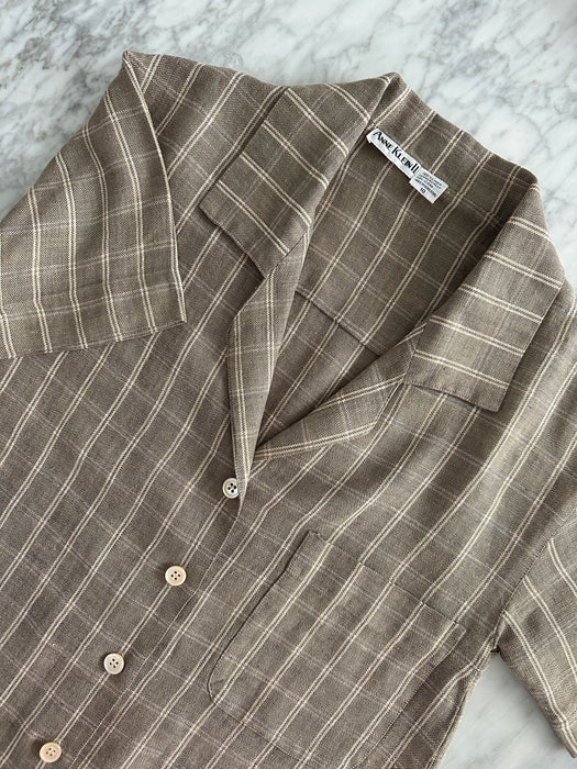 1980s Anne Klein Linen Blouse
