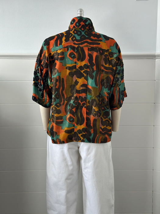 1980s Abstract Sequin Blouse