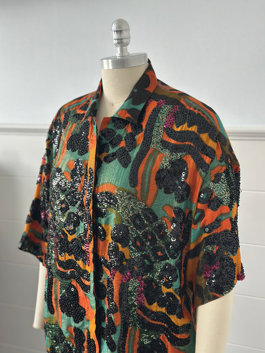 1980s Abstract Sequin Blouse
