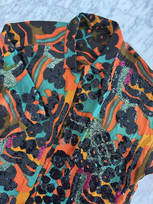 1980s Abstract Sequin Blouse