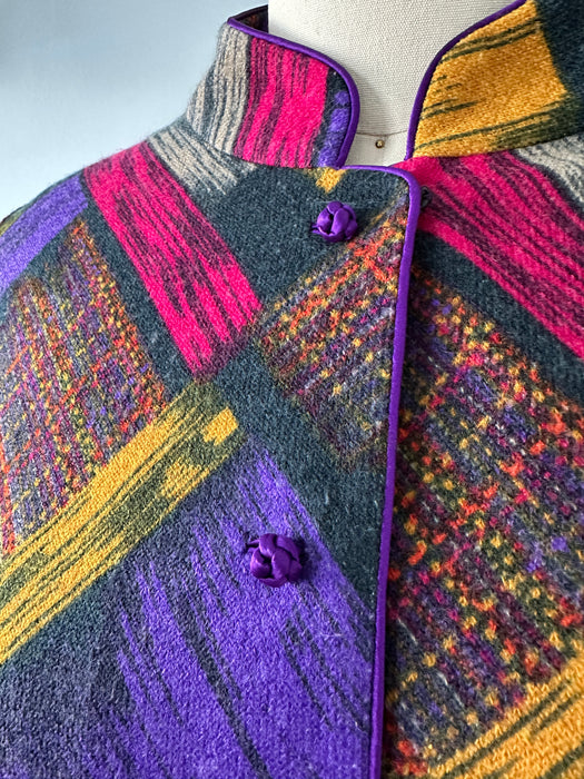 Vintage Abstract Mandarin Collar Top