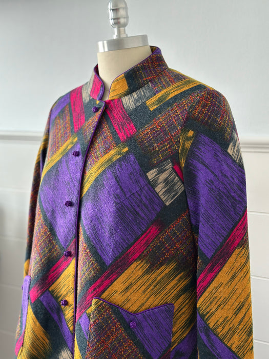 Vintage Abstract Mandarin Collar Top