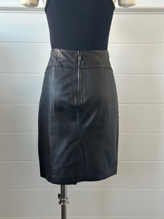 1980s Ann Taylor Leather Pencil Skirt