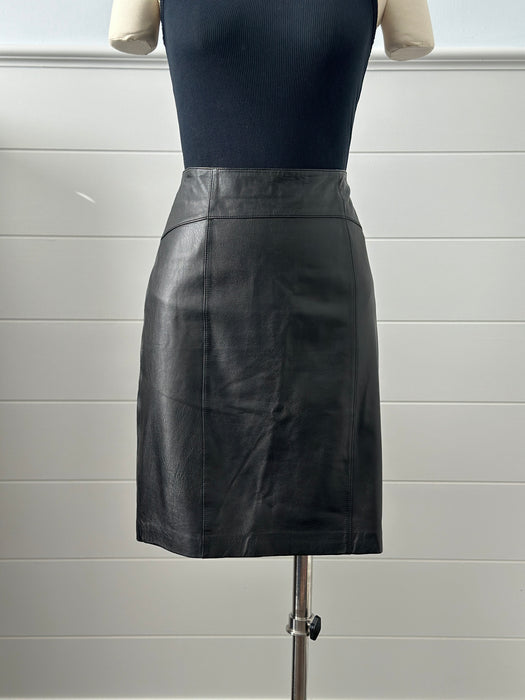 1980s Ann Taylor Leather Pencil Skirt