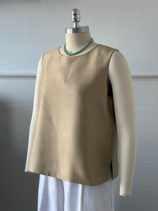1990s Sleeveless Back Button Blouse