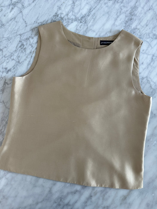 1990s Sleeveless Back Button Blouse