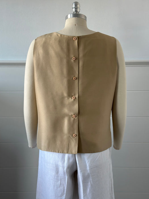 1990s Sleeveless Back Button Blouse