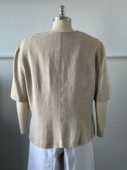 1980s Linen Floral Vine Blouse