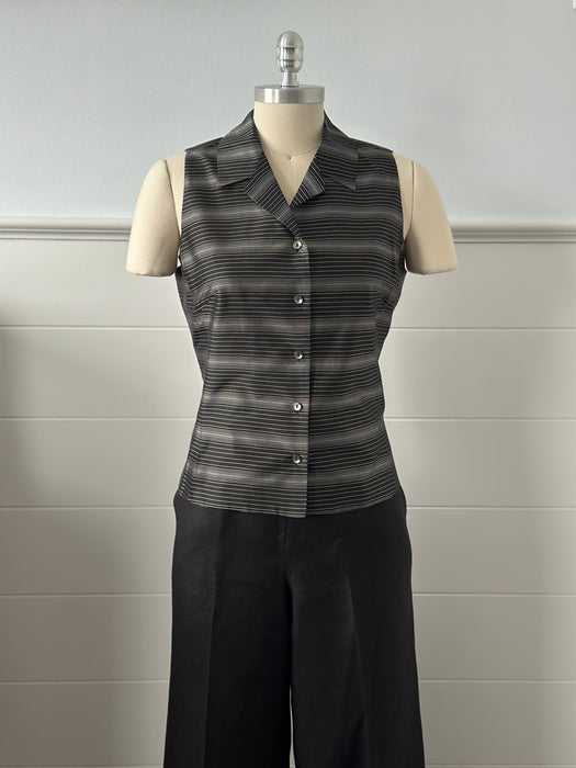 1980s Ann Taylor Sleeveless Silk Blouse
