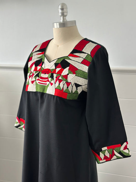 1970s Embroidered Midi Dress