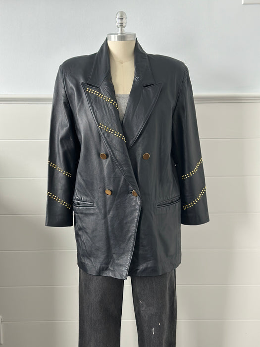 1980s Studded Leather Blazer
