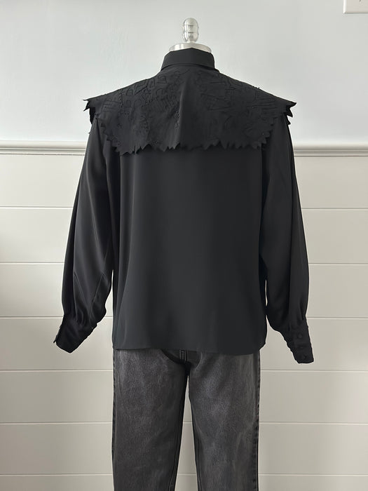 1980s Pleated & Beaded Blouse