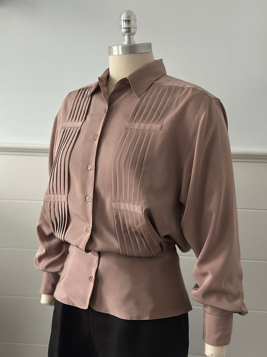 1980s Peplum Pleated Blouse