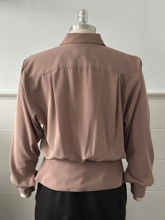 1980s Peplum Pleated Blouse