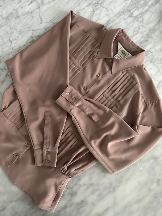 1980s Peplum Pleated Blouse