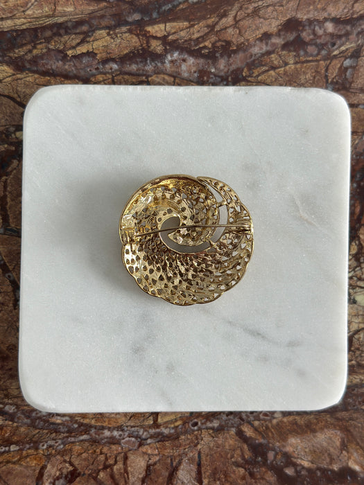 Vintage Champagne Stone Brooch
