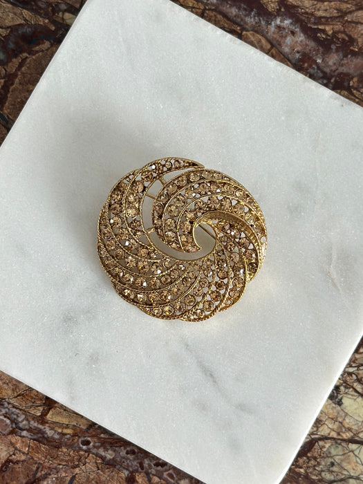 Vintage Champagne Stone Brooch