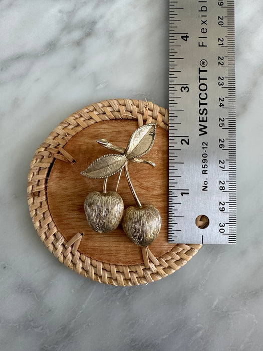 Gold Cherry Brooch