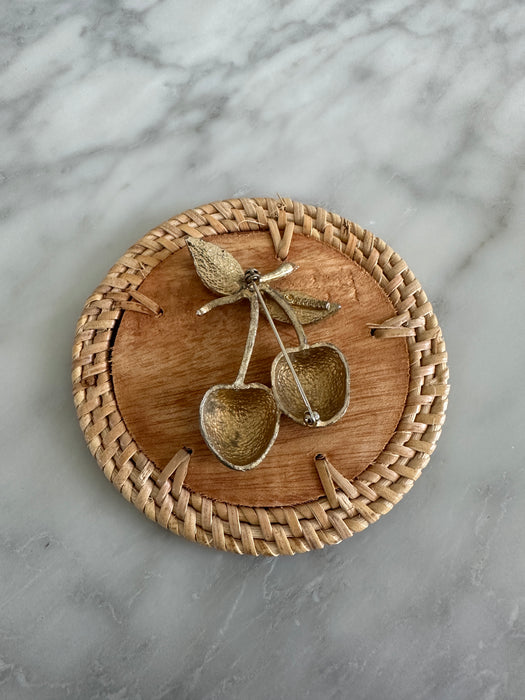 Gold Cherry Brooch