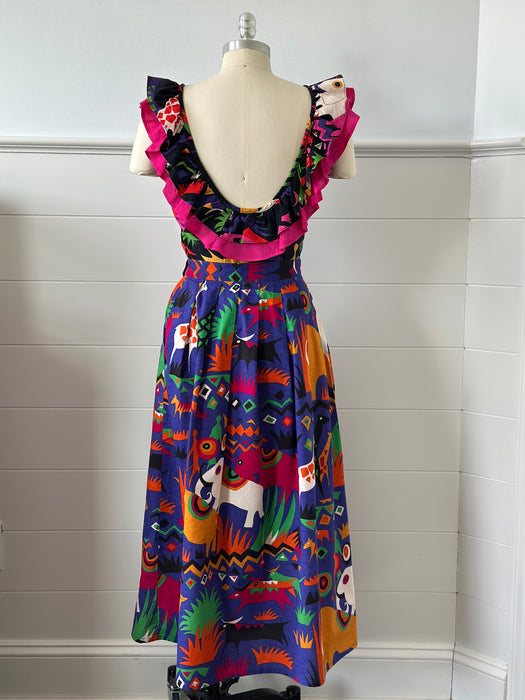 1980s 'Colorful Safari' Skirt Set