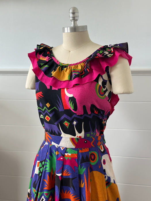 1980s 'Colorful Safari' Skirt Set