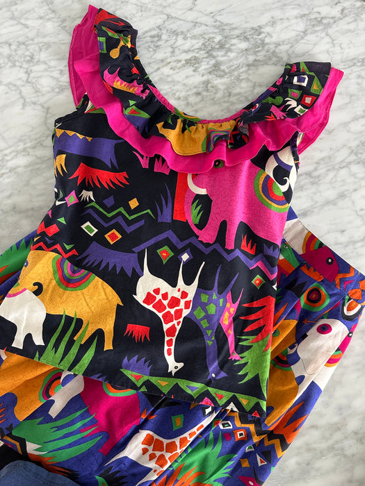 1980s 'Colorful Safari' Skirt Set
