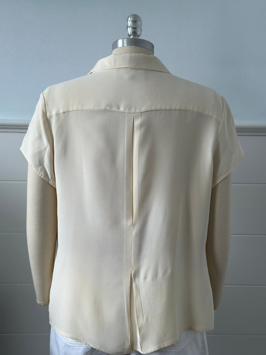 1990s Jones New York Silk Pleated Blouse