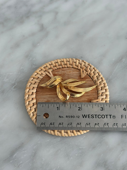 Gold Curled Leaf Brooch