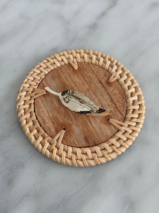 Vintage Feather and Pearl Brooch
