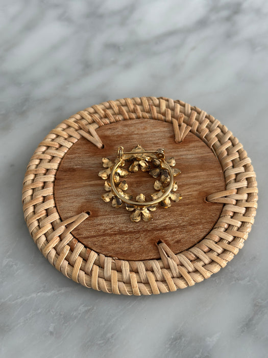 Gold Floral Leaf Brooch