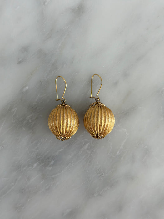 Vintage Gold Ball Drop Earrings