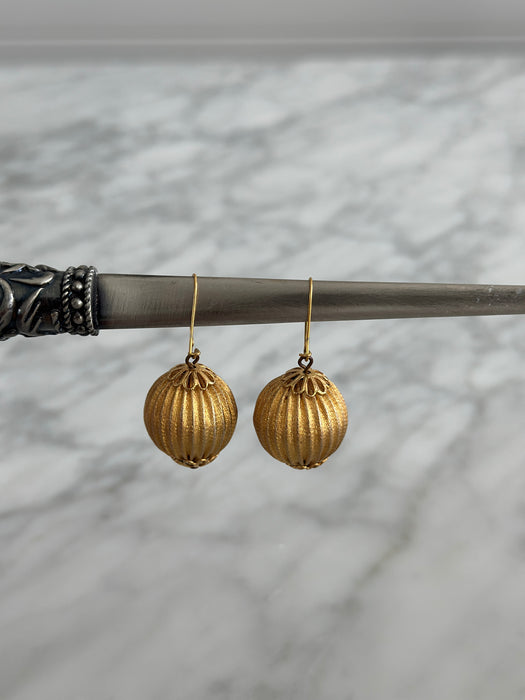 Vintage Gold Ball Drop Earrings