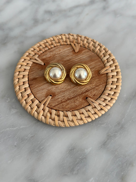 Gold and Pearl Earrings