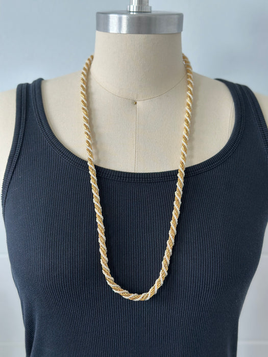Gold and Pearl Rope Necklace and Bracelet