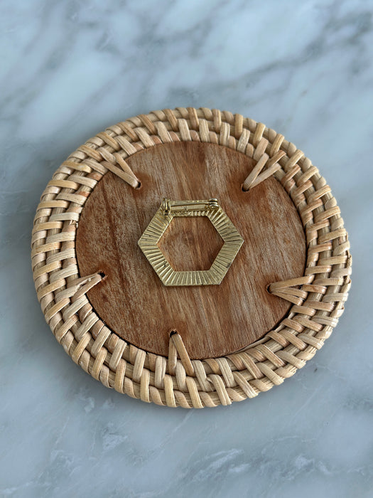 Gold Hexagon Brooch