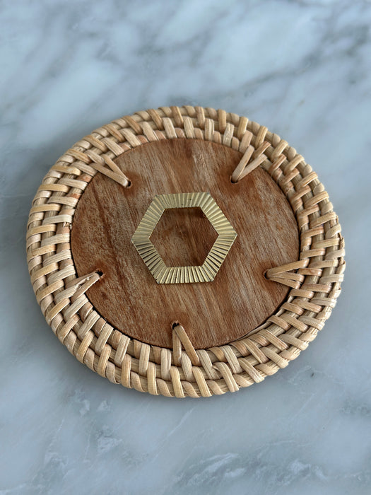 Gold Hexagon Brooch