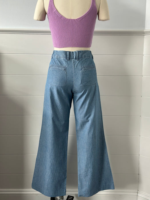 1990s J. Crew Wide Leg Chambray Pants