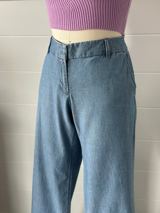 1990s J. Crew Wide Leg Chambray Pants