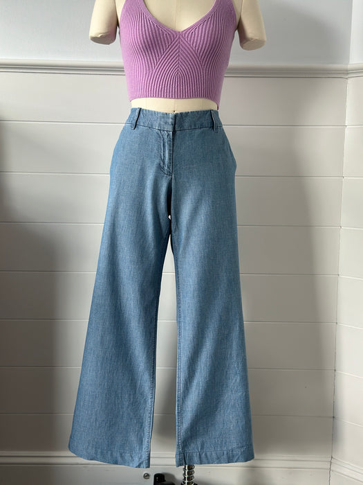 1990s J. Crew Wide Leg Chambray Pants