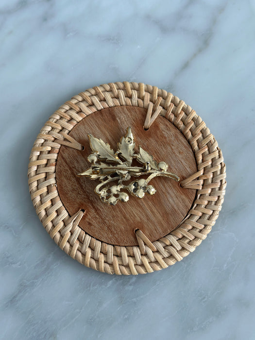 Gold and  Pearl Leaf Brooch II