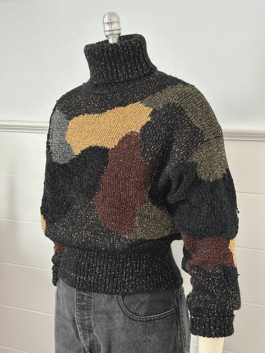 1980s Liz Claiborne Metallic Turtleneck Sweater