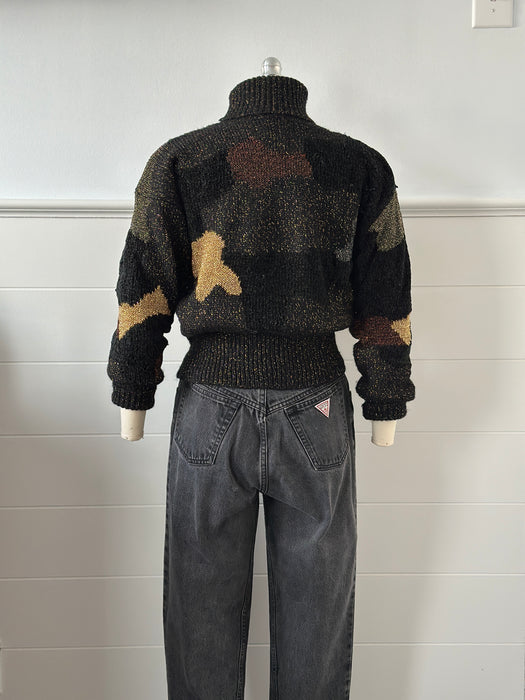 1980s Liz Claiborne Metallic Turtleneck Sweater