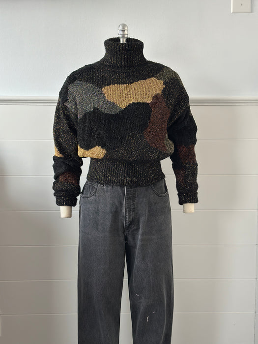 1980s Liz Claiborne Metallic Turtleneck Sweater