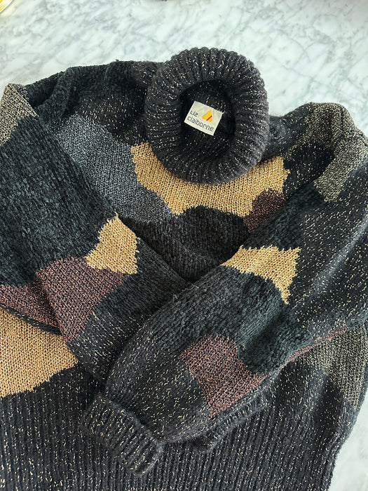 1980s Liz Claiborne Metallic Turtleneck Sweater