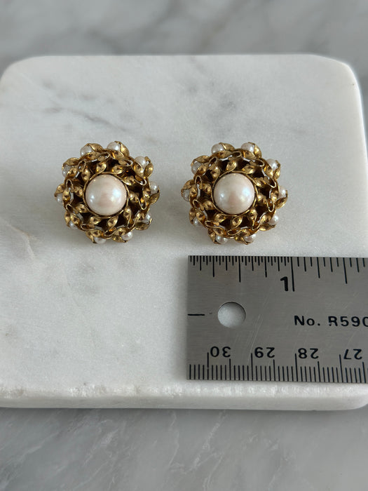 Vintage Pearl Cluster Earrings