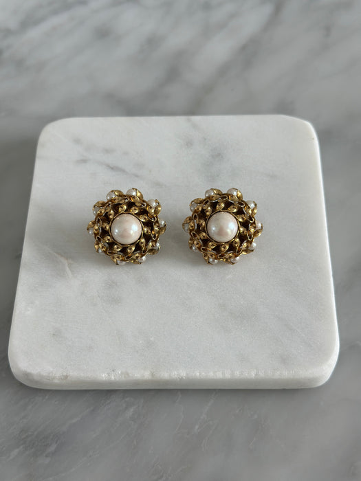 Vintage Pearl Cluster Earrings