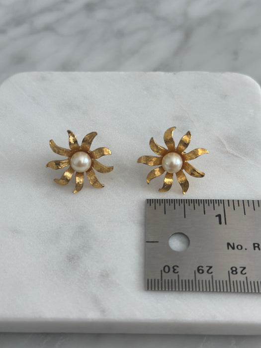 Vintage Pearl Starburst Earrings