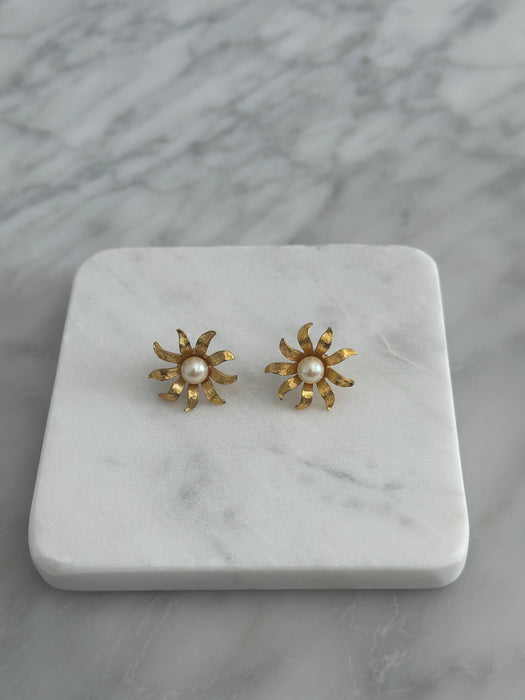 Vintage Pearl Starburst Earrings