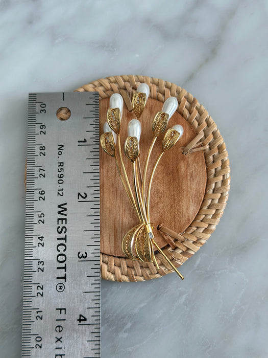 1980s Pearl Twig Brooch